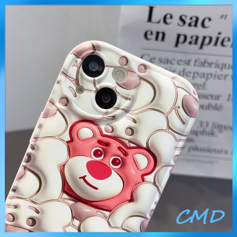 Ốp lưng iphone Điện Thoại Màn hình đầy gấu dâu tây đệm khí 3D thị giác điện thoại di động vỏ mềm silica gel Cho Iphone 6 / 6S / 6splus / se / 7 / 7plus / 8 / 8plus / X / xs / xsmax / 11 / 12 / 13 / 14 / Plus / Pro / Pro Max-5077