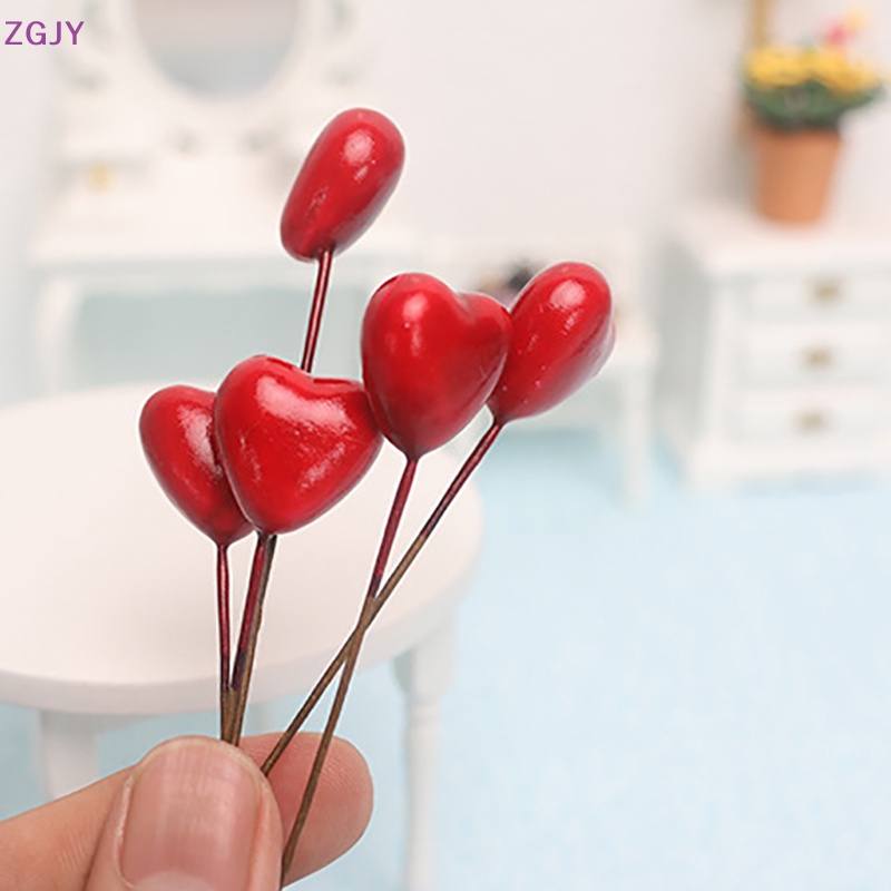 Set 5 Bong Bóng Trái Tim Nhiều Màu Sắc Trang Trí Nhà Búp Bê Tỉ Lệ 1: 12 Mới