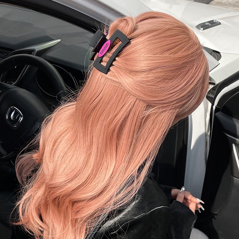 Kẹp Tóc Hình Vuông Bằng Acrylic Màu Đen Nhám In Chữ Phong Cách Hàn Quốc Thời Trang Cao Cấp Cho Nữ