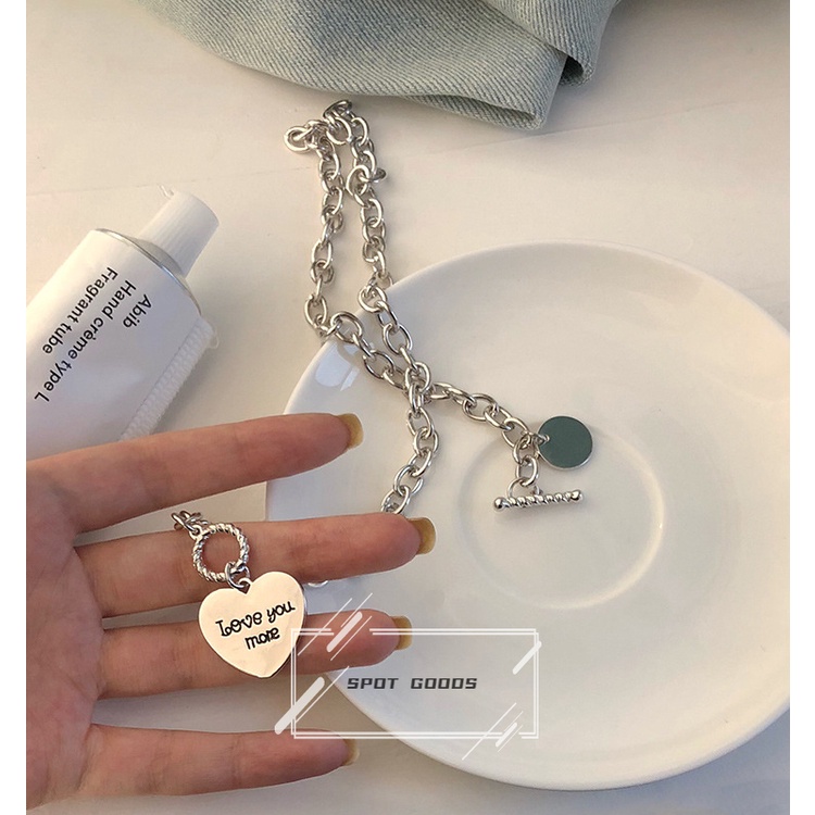 Vòng cổ Mặt Trái Tim Khắc Chữ Bằng Thép Titan Không Gỉ Thời Trang