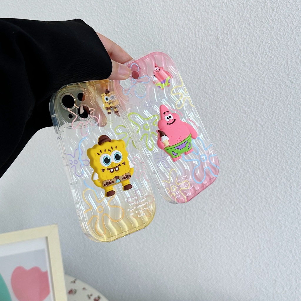 Ốp Điện Thoại TPU Dẻo Trong Suốt Họa Tiết Hoạt Hình Spongebob &amp; Patrick Cho iPhone 13 12 11 Pro Max 14 Plus