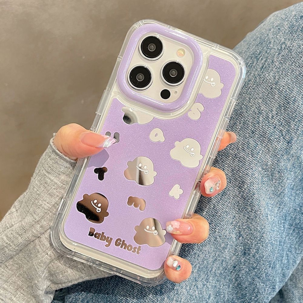 Ốp Điện Thoại TPU Mềm Chống Sốc Có Giá Đỡ Ẩn In Hình Ma Dễ Thương Cho IPhone 11 14 13 12 Pro Max
