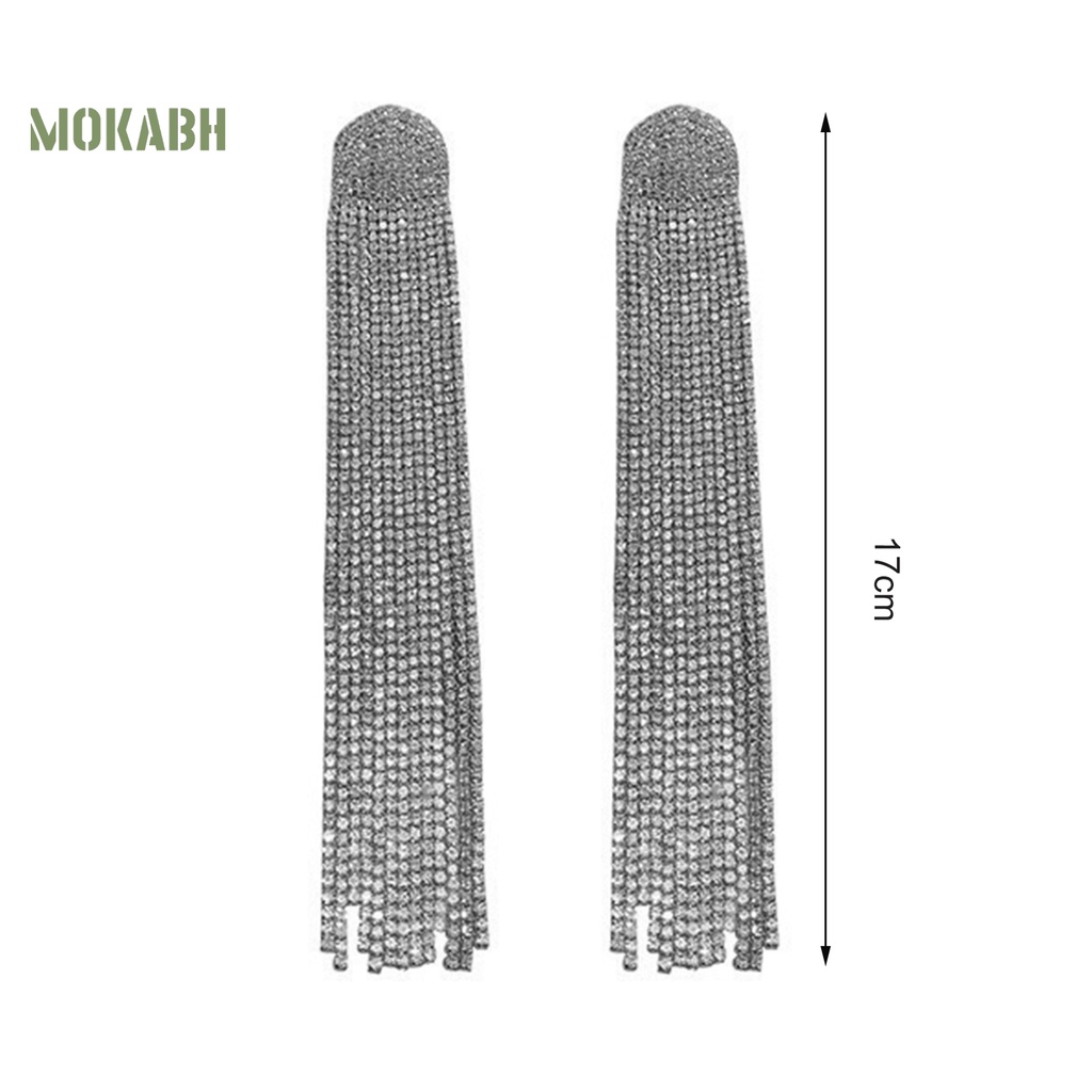 1 Đôi Bông Tai Dáng Dài Đính Đá Lấp Lánh Thời Trang Dành Cho Nữ