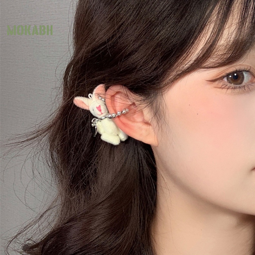 [Mới] 1 Khuyên Tai Kẹp Tai Thỏ Bông Màu Trắng Thời Trang Công Sở Đẹp Mắt Bắt Mắt Thích Hợp Làm Quà Tặng Cho Bạn Gái