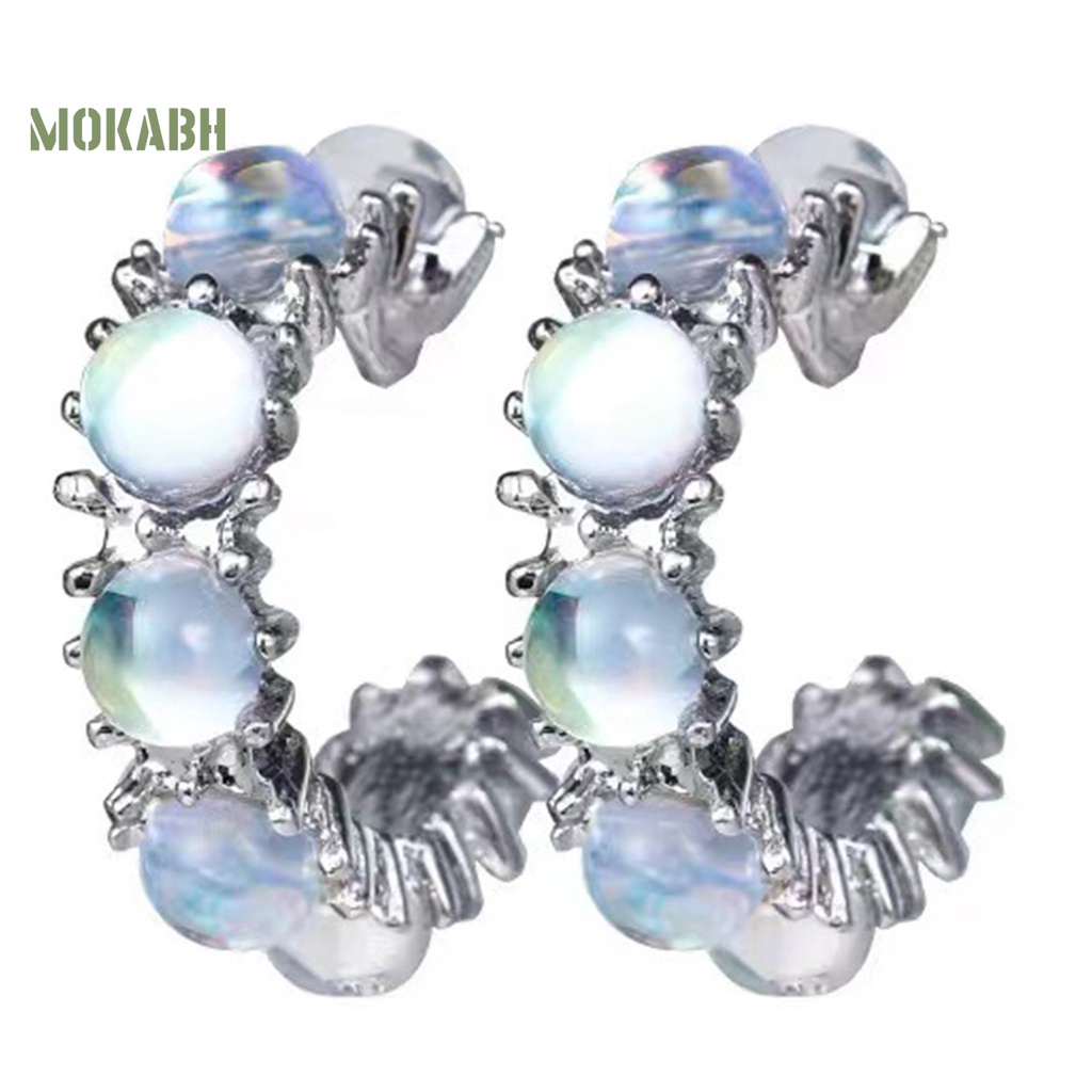 1 Đôi Bông Tai Đính Đá Mặt Trăng Thời Trang Dành Cho Nữ