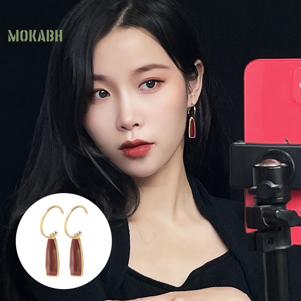 [Mới] 1 Cặp Bông Tai Dạng Kẹp Hình Học Mạ Bóng Cao Trang Trí Quyến Rũ Hàng Ngày Cho Nữ