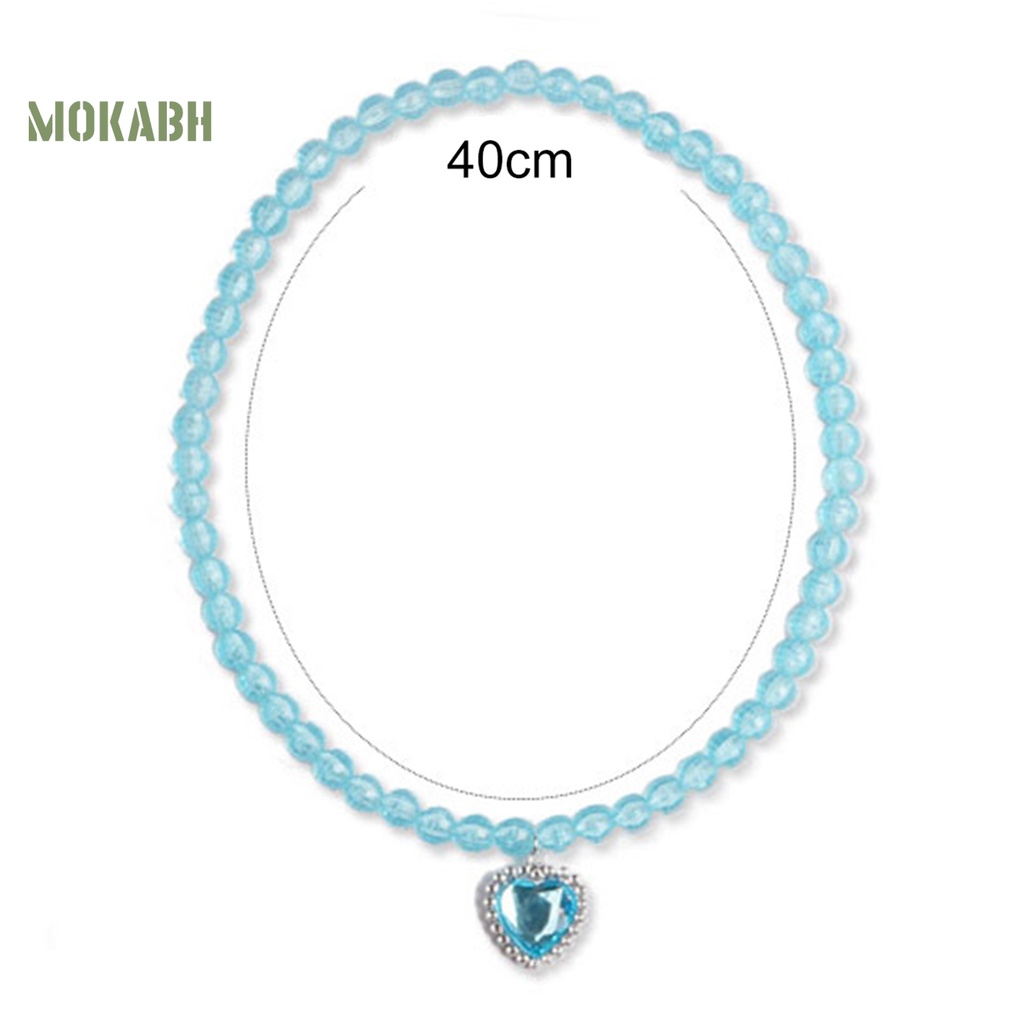 [Mới] 1 Bộ Vòng cổ, Bông Tai, Nhẫn, Vòng Tay Hình Trái Tim Đính Đá Nhiều Màu Cho Bé Gái