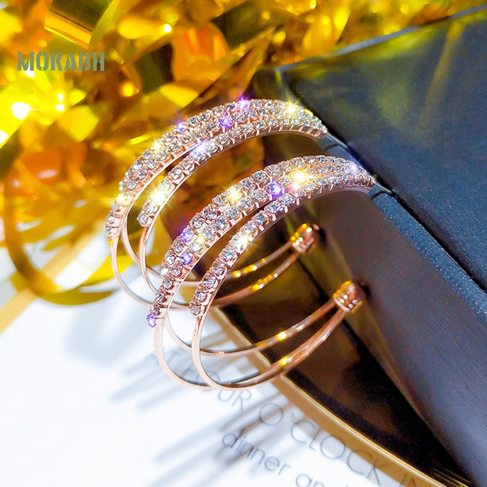 Khuyên Tai Vòng Ba Lớp Đính Đá Tinh Tế Cho Nữ