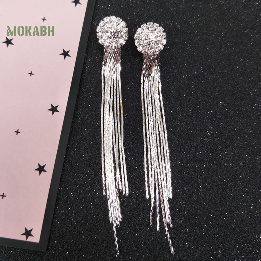 Bông Tai Dáng Dài Đính Đá Lấp Lánh Thời Trang Sang Trọng