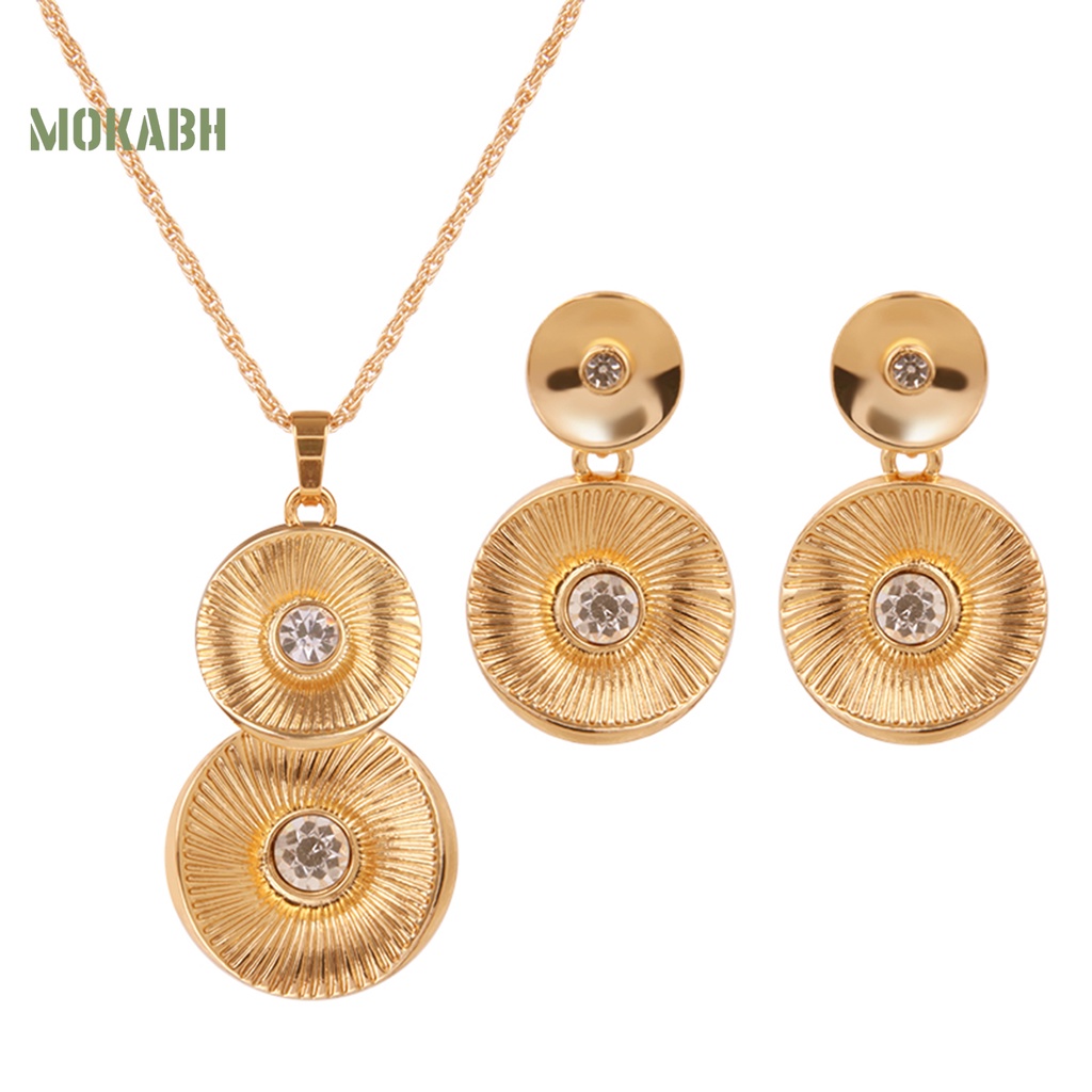 1 Bộ Vòng cổ + Bông Tai Mạ Niken Đính Pha Lê Nhân Tạo Kiểu Hình Học Phong Cách Cổ Điển Thời Trang