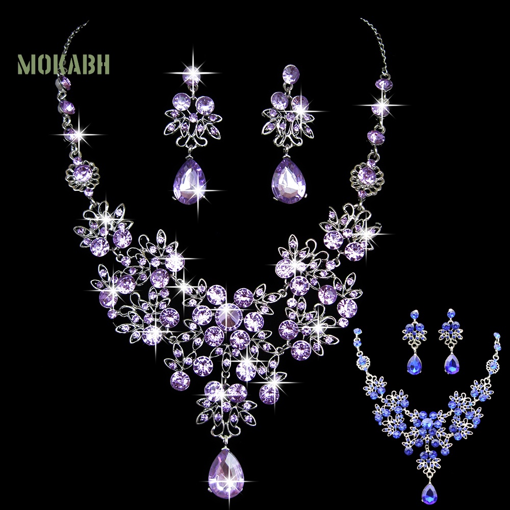 Bộ Vòng cổ + Bông Tai Hình Hoa Bằng Acrylic Cho Nữ