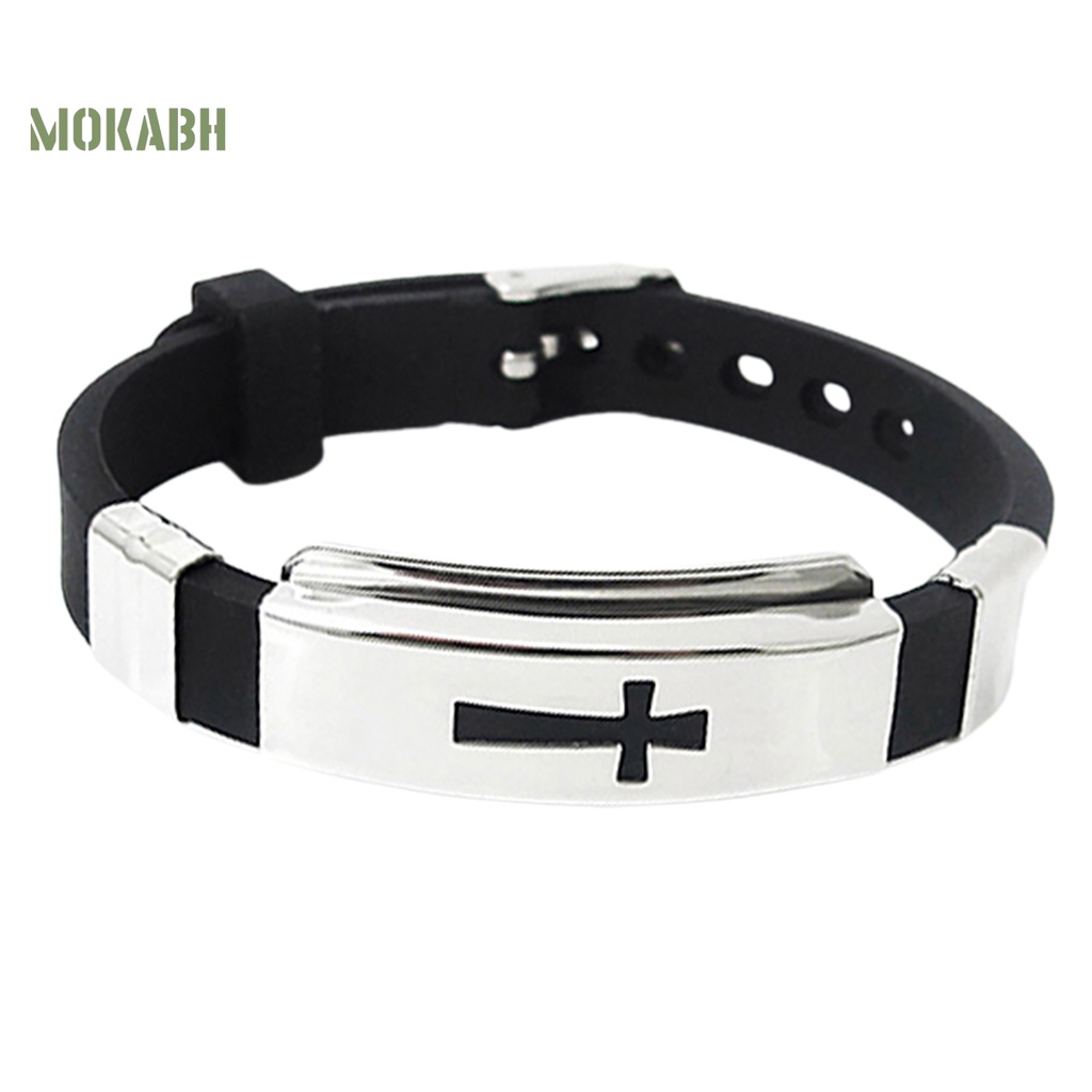 Vòng Đeo Tay Bằng Thép Không Gỉ Họa Tiết Chữ Thập Unisex