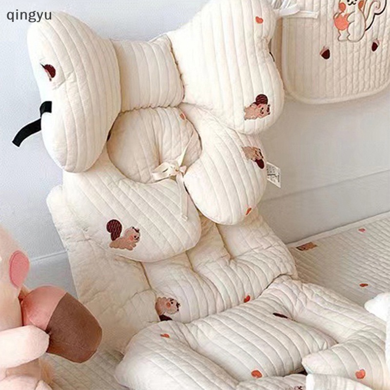 Đệm Cotton Dày Dặn Thêu Họa Tiết Lót Xe Đẩy Em Bé Mùa Thu Đông