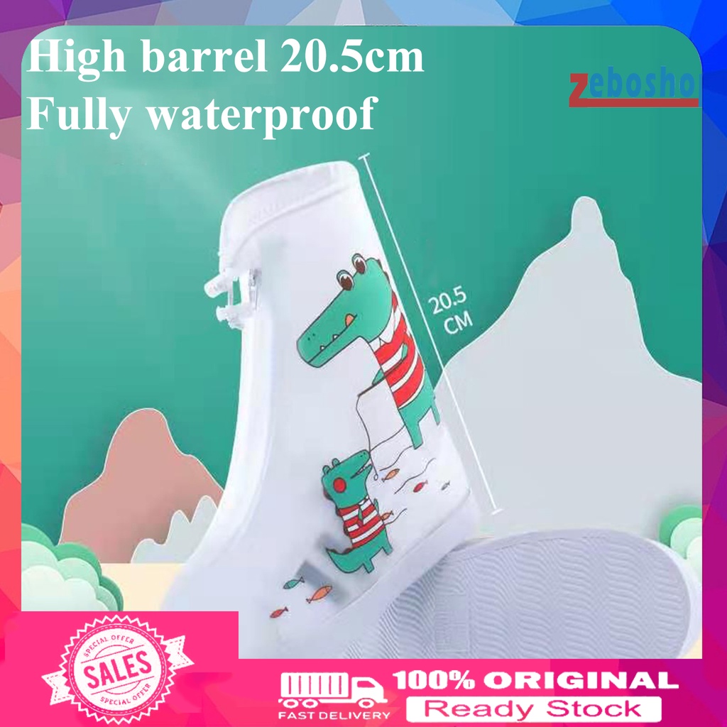 1 Cặp Giày Đi Mưa Chống Trượt Chống Thấm Nước In Họa Tiết Hoạt Hình Dễ Thương Cho Bé