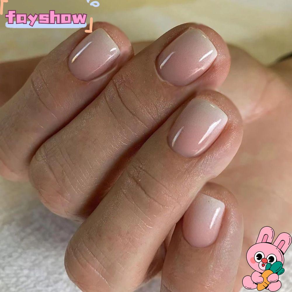 Móng Tay Giả Ngắn Màu Hồng / Nude Có Thể Tháo Rời Tiện Dụng