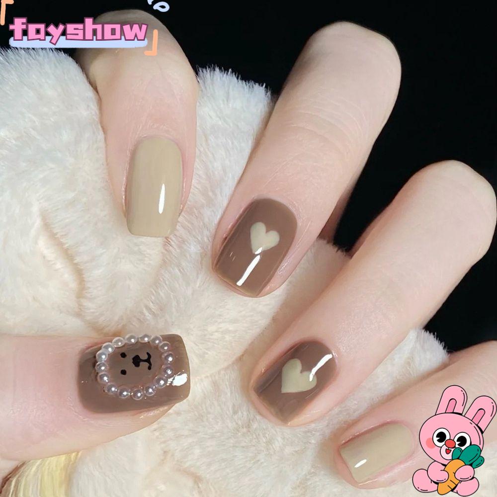 Hộp 24 Móng Tay Giả Đầu Tròn / Vuông Dạng Nhấn Che Phủ Toàn Diện