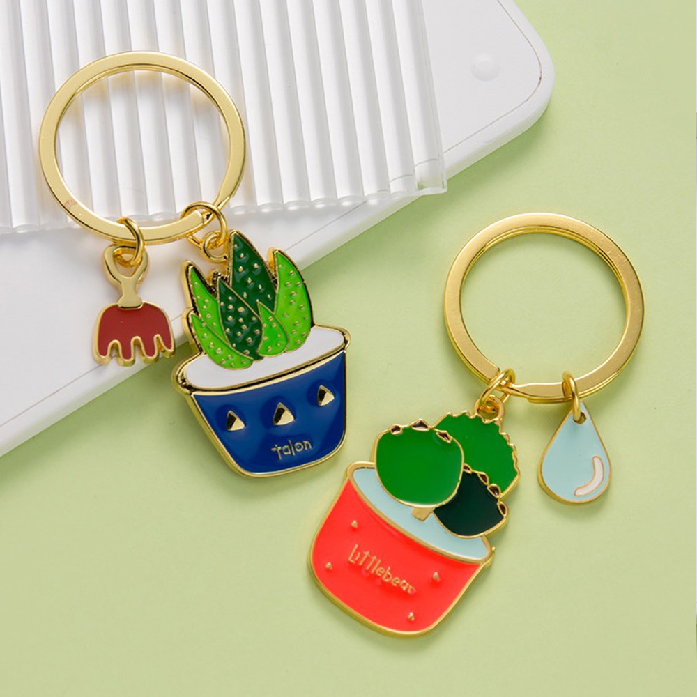 Móc Khóa Kim Loại Hình Chậu Cây Xương Rồng Dễ Thương