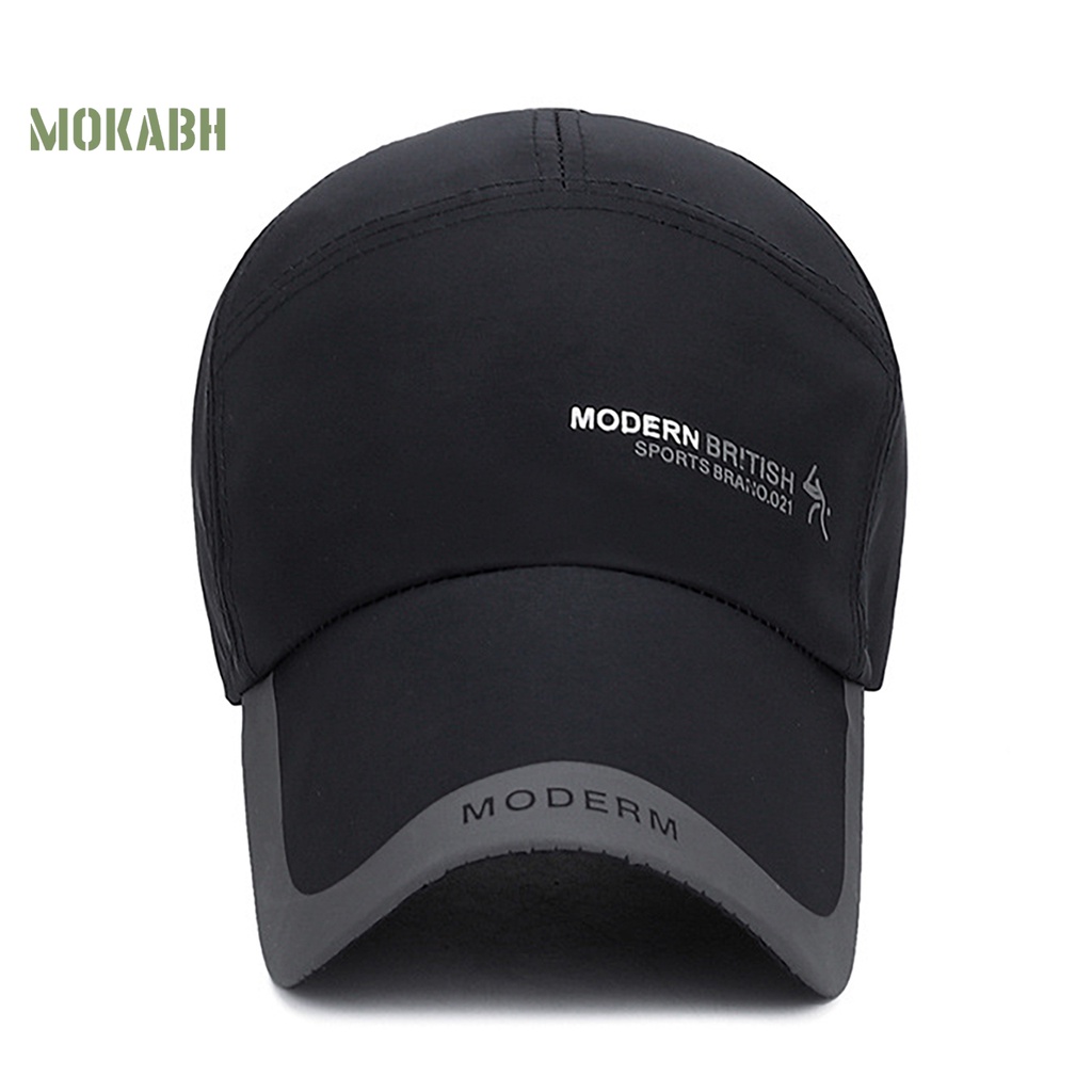 [Mok Abh] Mũ Lưỡi Trai Unisex Bằng Vải Khô Nhanh In Chữ Cái Thoải Mái Có Thể Điều Chỉnh