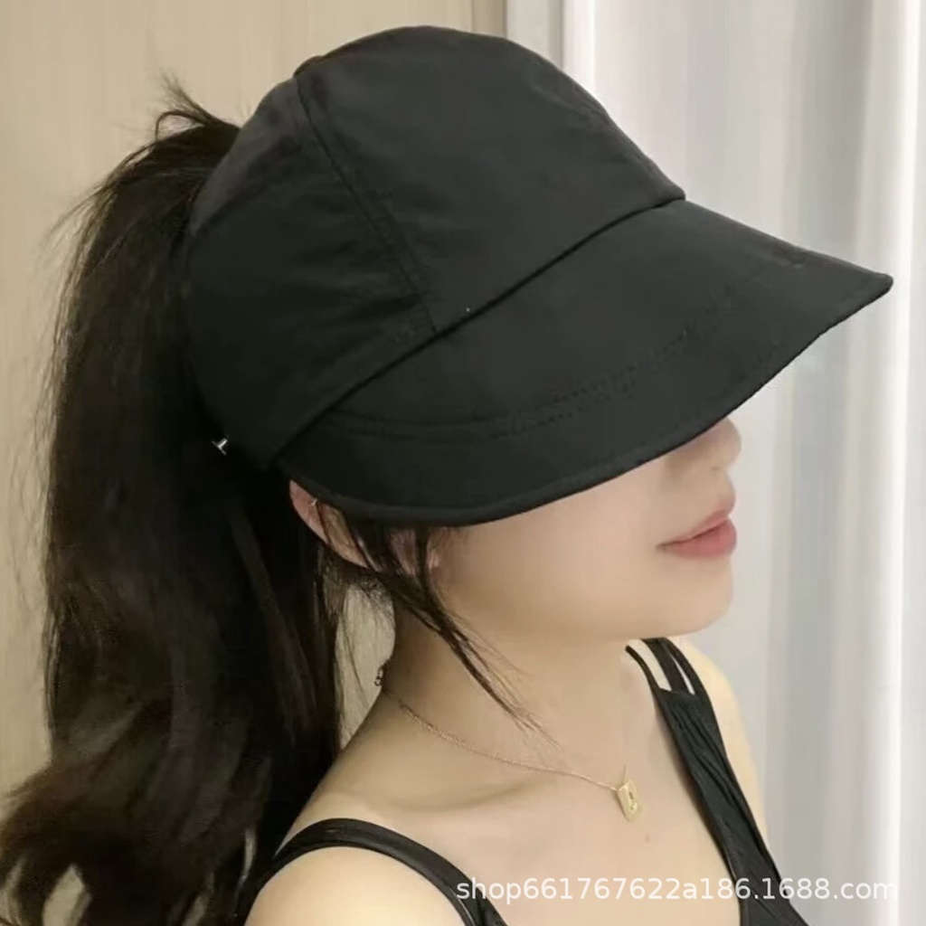 Mũ Bucket Chống Nắng Không Chóp Cột Dây Buộc Tóc Đuôi Ngựa Khô Nhanh Thời Trang Mùa Hè Cho Nữ