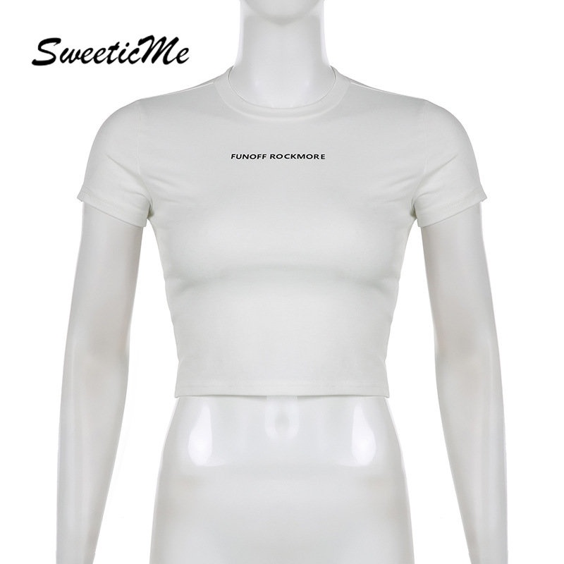 Áo Thun Crop Top Cổ Tròn Tay Ngắn In Họa Tiết Thời Trang Cho Nữ 2023