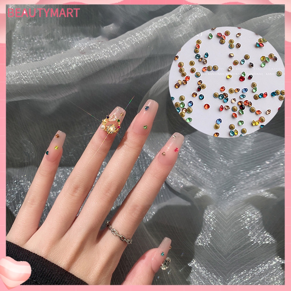 Túi 1440 Hạt Kim Cương Giả Tròn Nhỏ Gọn Nhẹ Dùng Trang Trí Móng Tay DIY