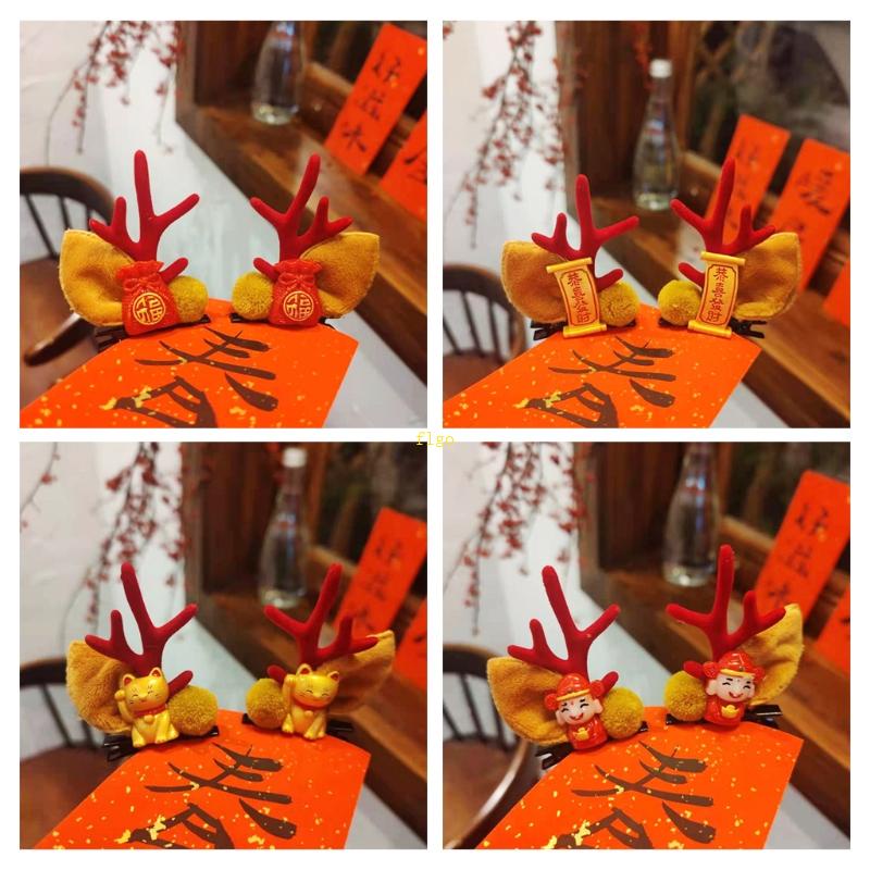 Kẹp Tóc Hình Sừng Tuần Lộc Phong Cách Năm Mới