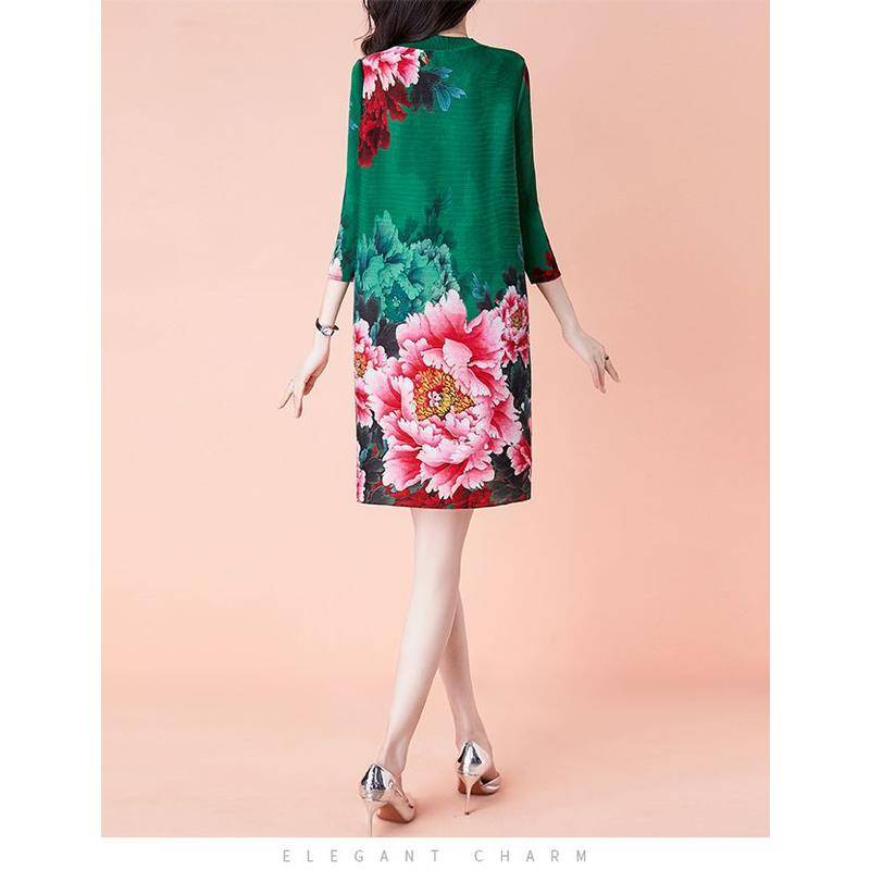 Đầm Dáng Rộng Xếp Ly In Họa Tiết Hoa Phong Cách Dân Tộc Thời Trang Mùa Xuân 2023 Dành Cho Nữ