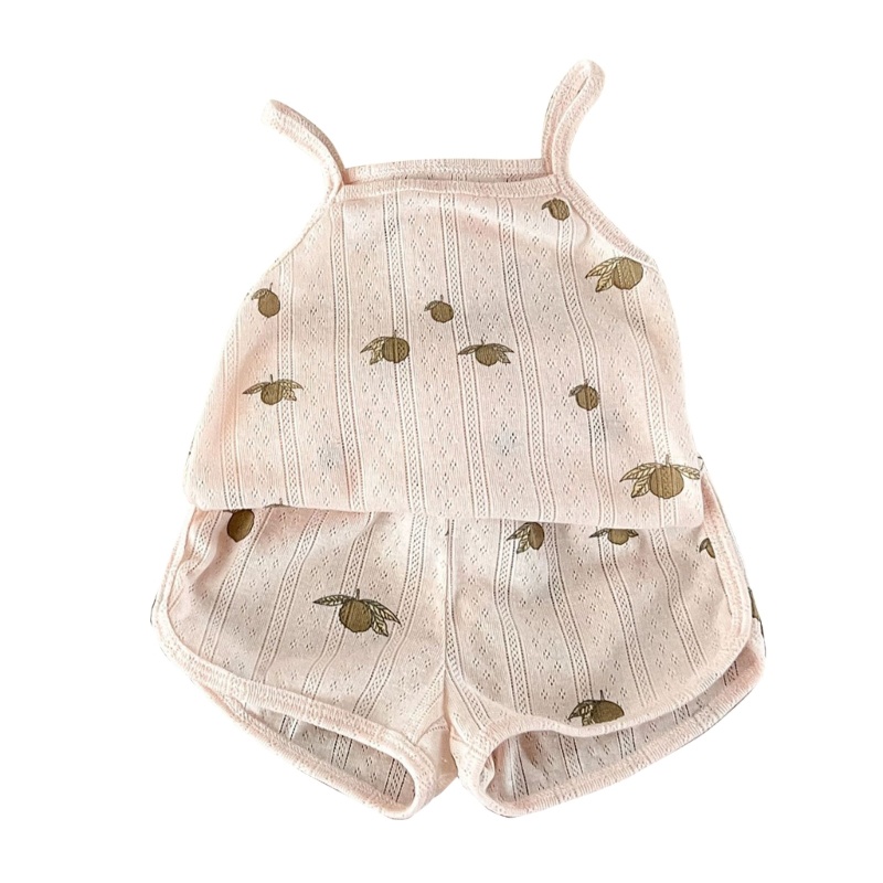 Bộ Đồ Áo Không Tay Kèm Quần In Hình Hoa Thoáng Khí Dành Cho Bé Gái 0-3 Tuổi