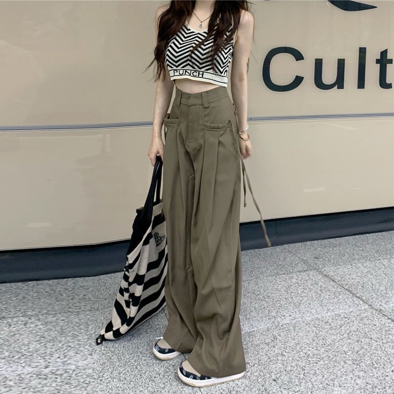 COZOK Quần ống rộng Lưng Cao Thời Trang retro Cá Tính