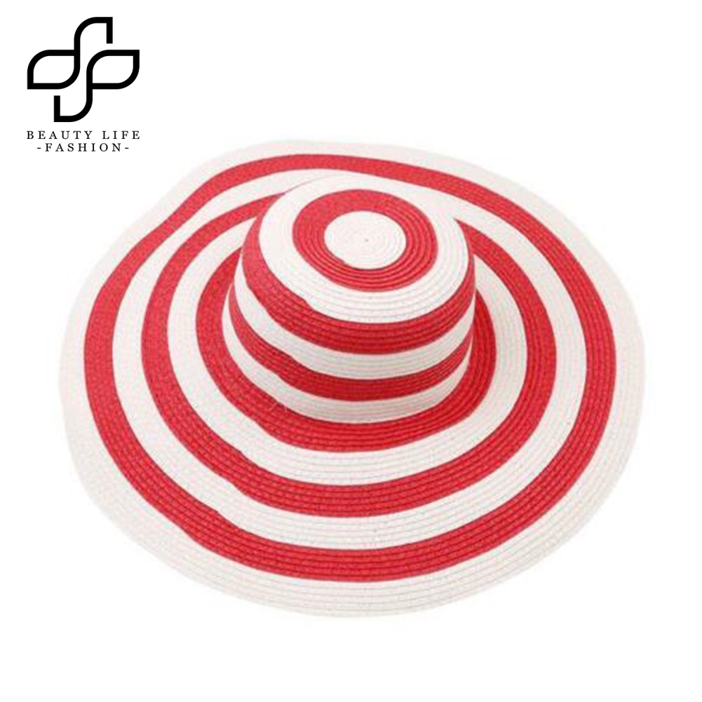 Nón Cối Rộng Vành Hoạ Tiết Kẻ Sọc Thời Trang Đi Biển Mùa Hè Cho Phái Nữ