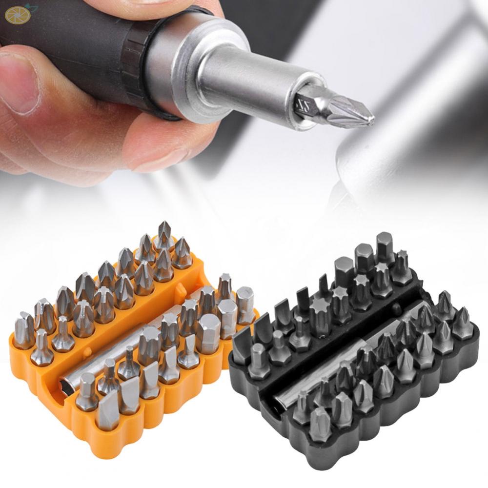 【VARSTR】Screwdriver Bits Black Chrome Vanadium Steel Hex Shank Slotted Cross Yellow
