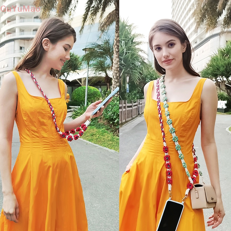 [cxGUYU] Dây Đeo Điện Thoại Dài Đeo Chéo Hình Hoa Cúc Nhỏ Có Kẹp Chống Thất Lạc PRTA