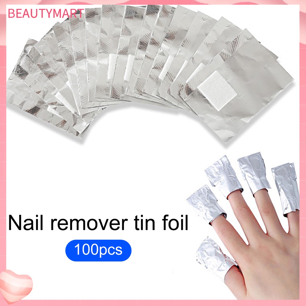 Bộ 100 Giấy Thiếc Tẩy Sơn Móng Tay Không Chứa Chất Độc Hại Tiết Kiệm Sức Lao Động
