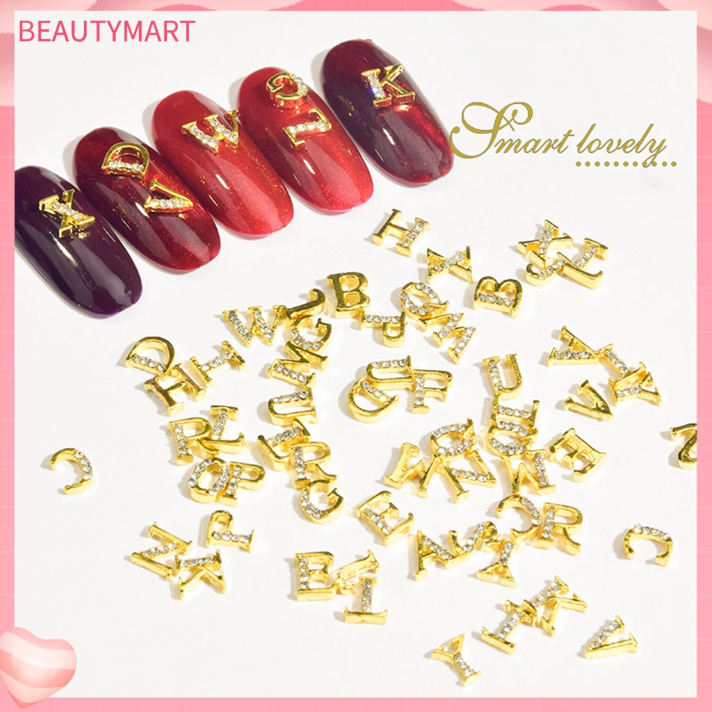 Set 26 Đinh Tán Chữ Tiếng Anh Đính Đá Trang Trí Móng Tay Chống Mài Mòn Dễ Dàng Tẩy Rửa Cho Salon