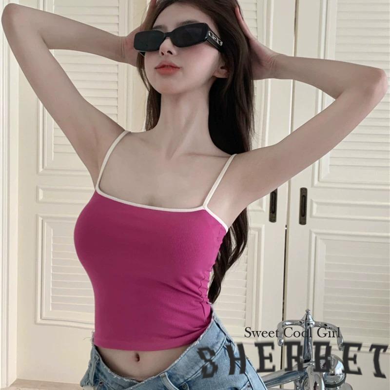 Áo Hai Dây LAA8 Màu Sắc Tương Phản Thời Trang Mùa Hè Quyến Rũ Cho Nữ