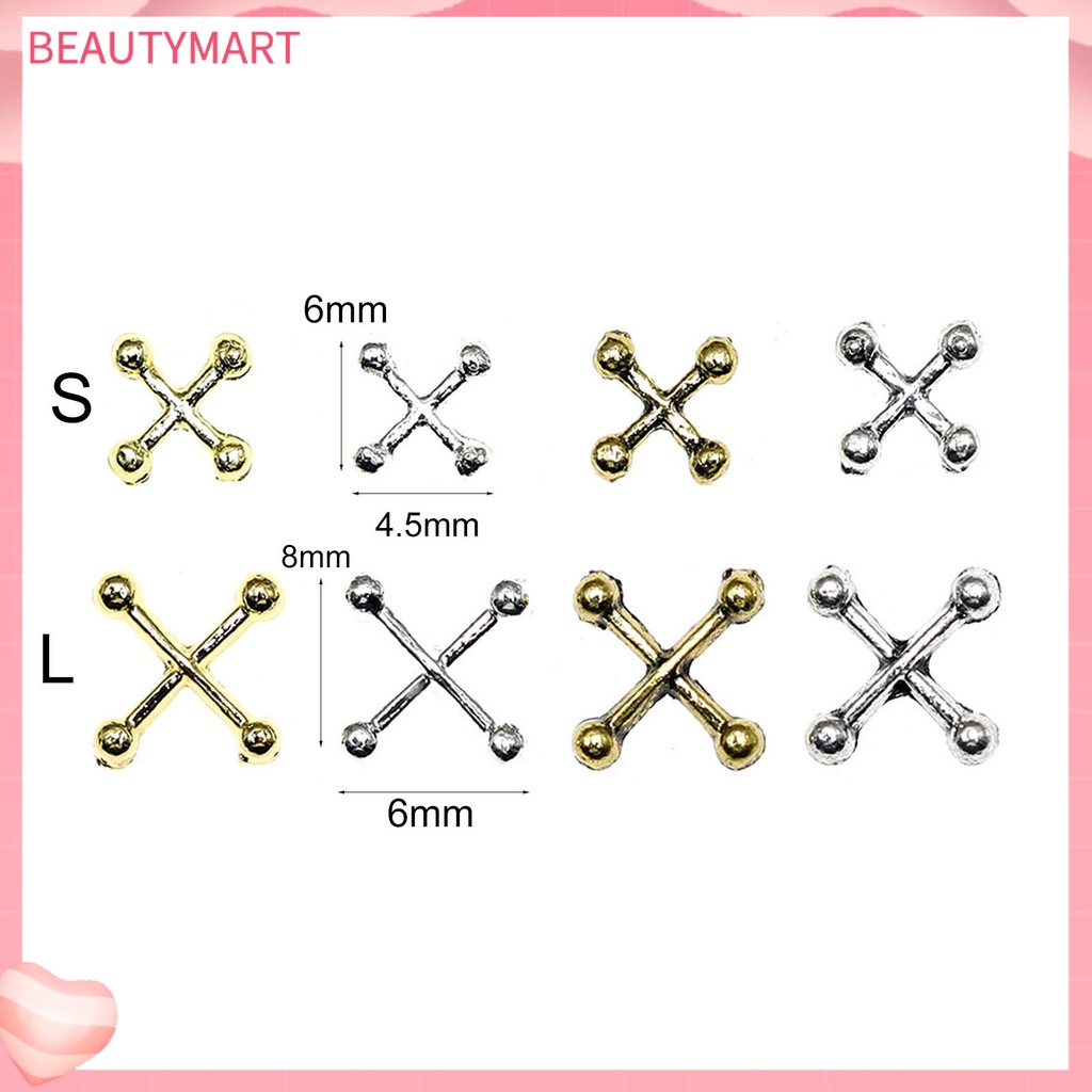 [beautymart] Set 10 Phụ Kiện Trang Trí Móng Tay Nghệ Thuật Hình Chữ Thập Bằng Hợp Kim Kẽm 3D Sống Động Có Thể Tái Sử Dụng Dễ Sử Dụng