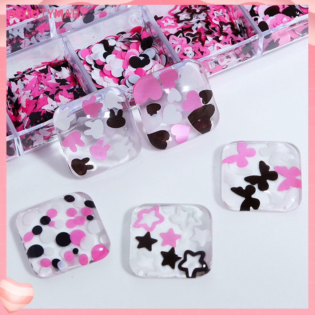 1 Hộp 1 Hộp Kim Tuyến Tròn / Bướm / Ngôi Sao / Trái Tim Trang Trí Móng Tay Nghệ Thuật