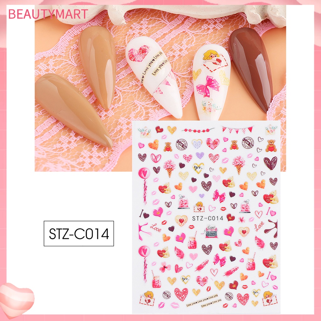Miếng Dán Trang Trí Móng Tay Hình Trái Tim Dễ Thương Dành Cho Cặp Đôi