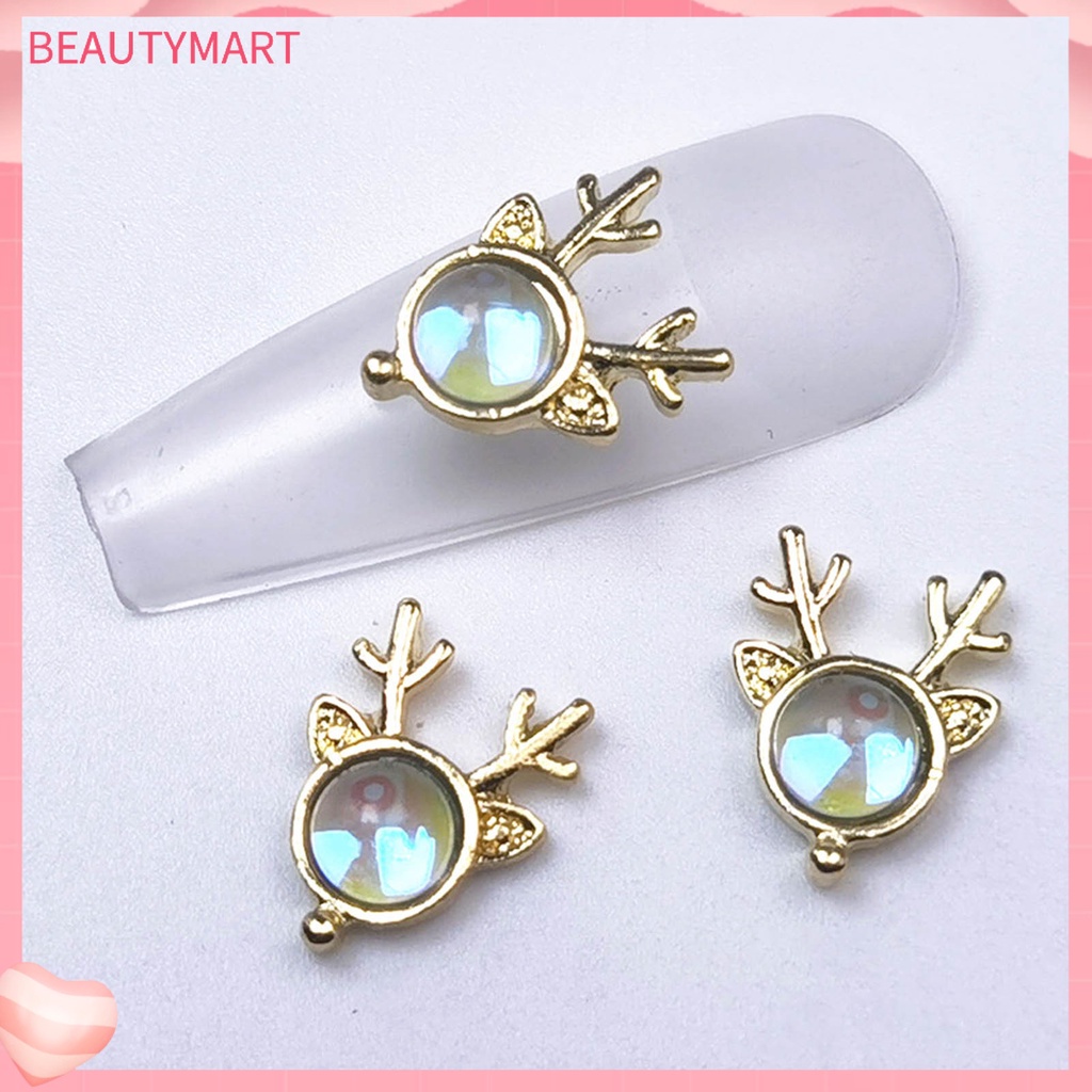 Set 10 Phụ Kiện Trang Trí Móng Tay 3D Hình Sừng Hươu Cho Nữ