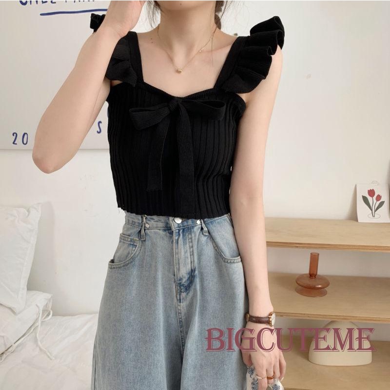 Áo Croptop Sát Nách Nhún Bèo Màu Sắc Đơn Giản Thời Trang Mùa Hè Cho Nữ