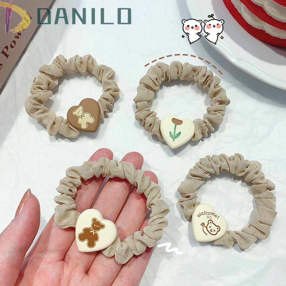 Danilo Dây Buộc Tóc Đuôi Ngựa Co Giãn In Họa Tiết Hoa Hoạt Hình Ngọt Ngào