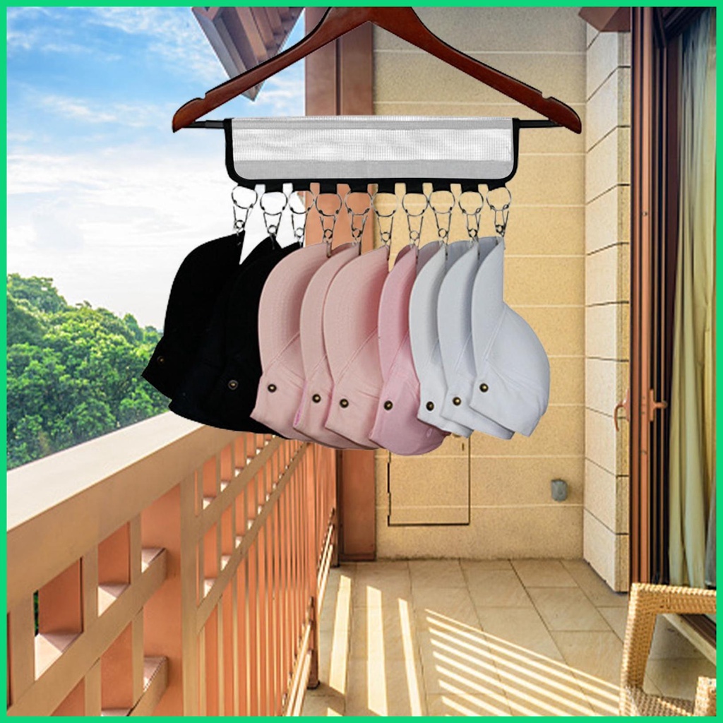 Giá Đỡ Đa Năng Kèm 10 Kẹp Lớn Tiện Dụng Cho Tủ Quần Áo / Mũ
