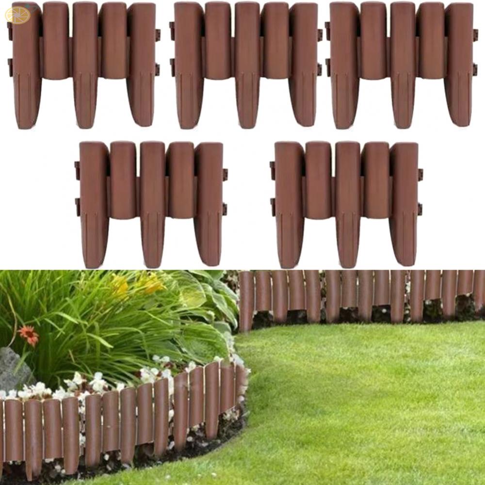 【VARSTR】Lawn Edging Garden Decoration Palisade Plastic Lawn Edging 5PCS Garden Decor