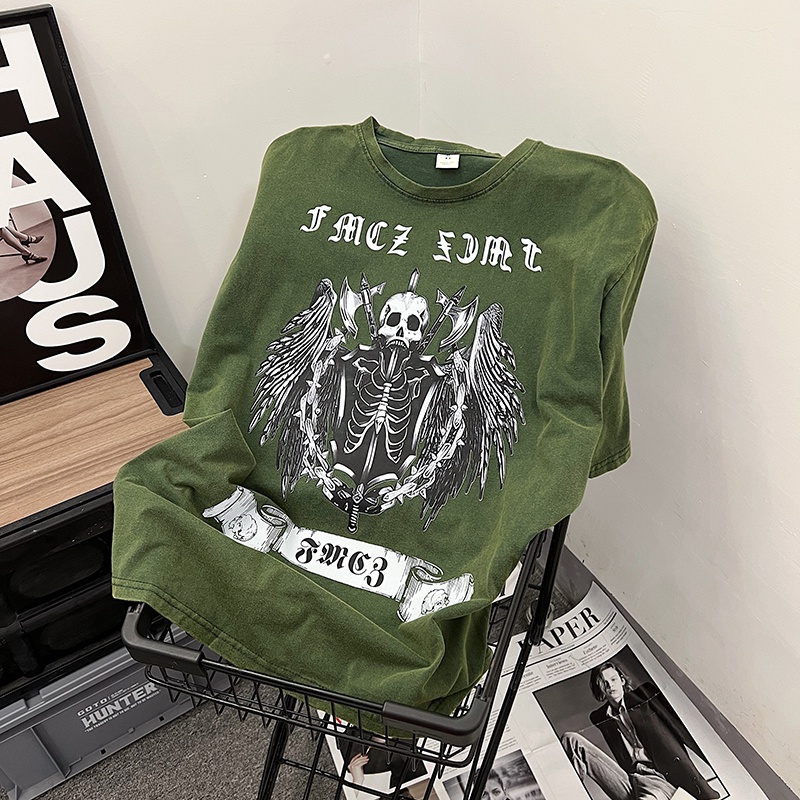 Áo Thun Nam Tay Ngắn Phong Cách Đường Phố Âu Mỹ Cá Tính