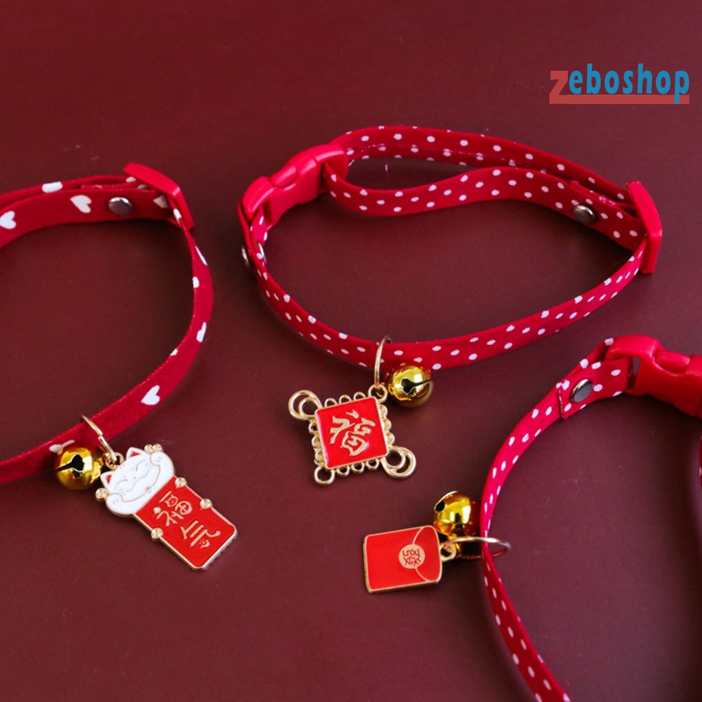 Vòng Cổ Chấm Bi Gắn Chuông Có Thể Điều Chỉnh Trang Trí Lễ Hội Cho Thú Cưng