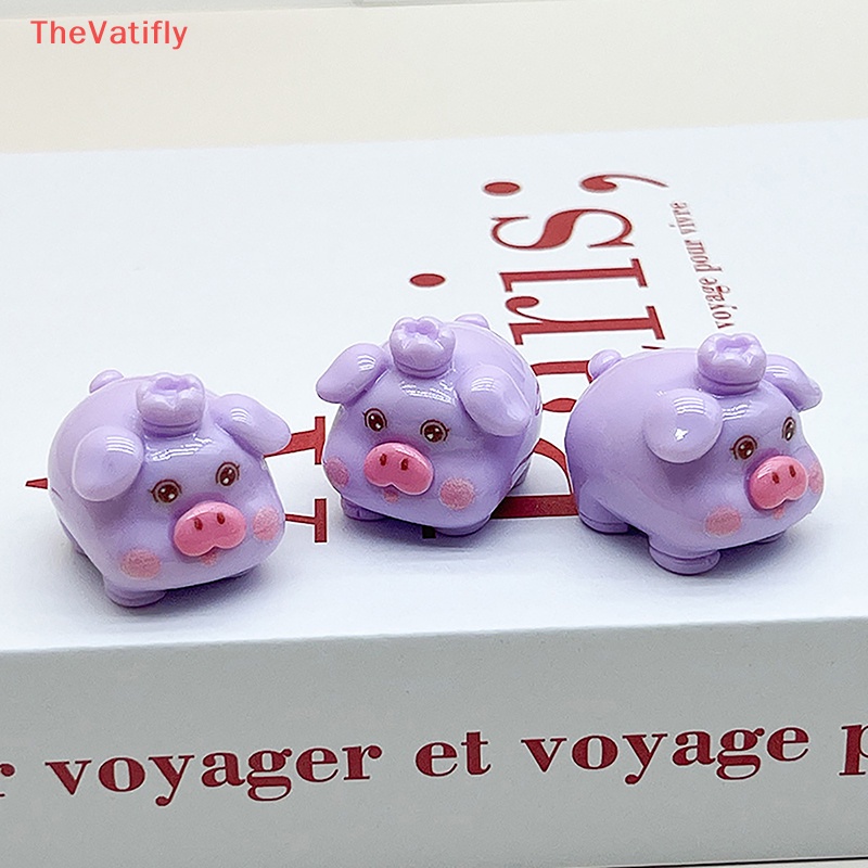 [Thevalifly] Móc Khóa Resin Hình Chú Heo Hoạt Hình Đội Vương Miện Thủ Công DIY