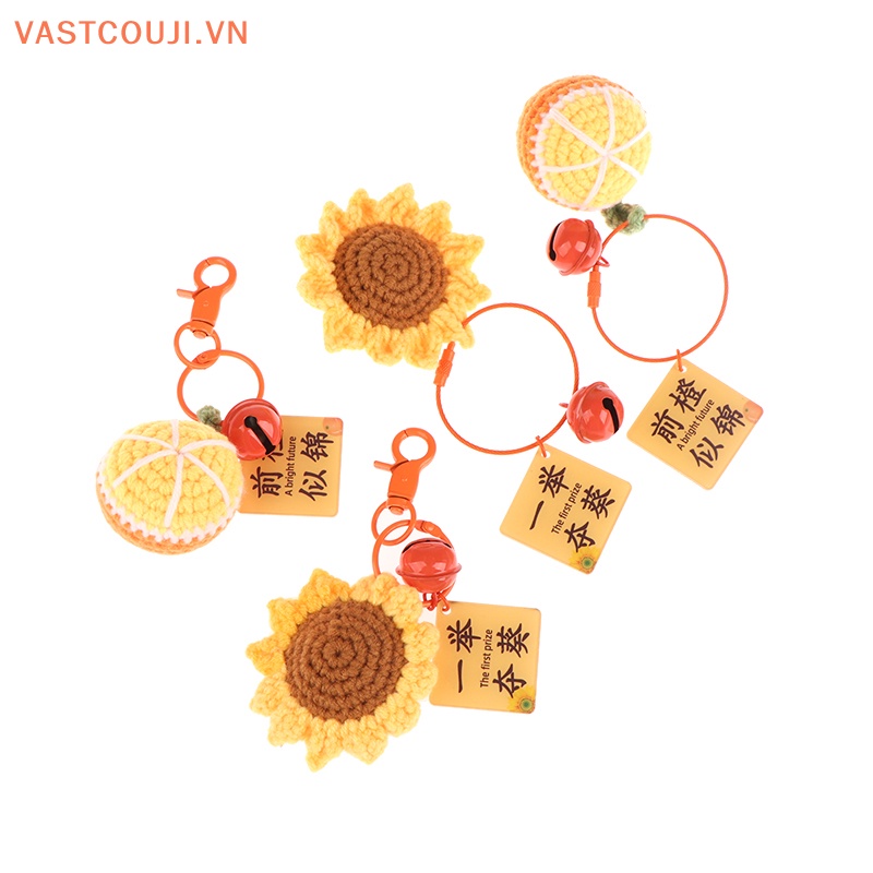 Móc Khóa Hình Hoa Hướng Dương Đan Len Thủ Công Sáng Tạo