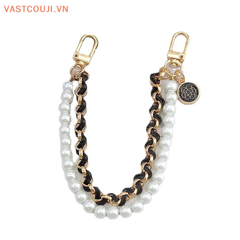 Dây Đeo Túi Xách Đính Ngọc Trai Hai Lớp Phong Cách VASTJI Cổ Điển