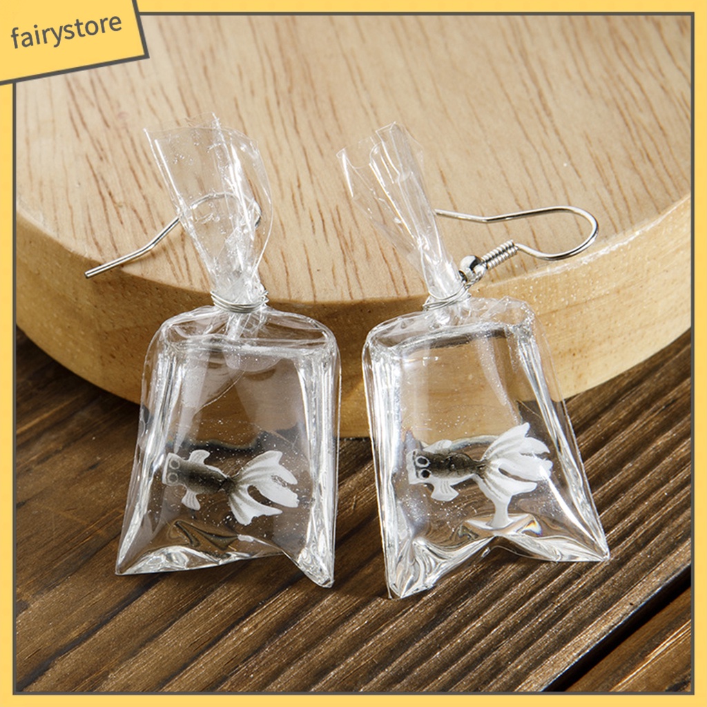 1 Đôi Bông Tai Hình Túi Nước Trong Suốt Họa Tiết Hoạt Hình Vui Nhộn Dành Cho Nữ
