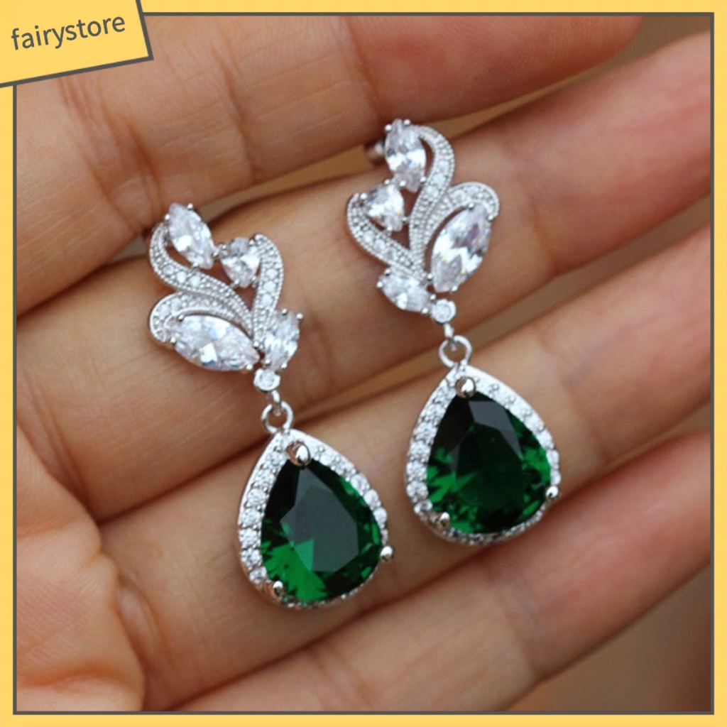 1 Đôi Bông Tai Hình Giọt Nước Đính Đá Lấp Lánh Dành Cho Nữ